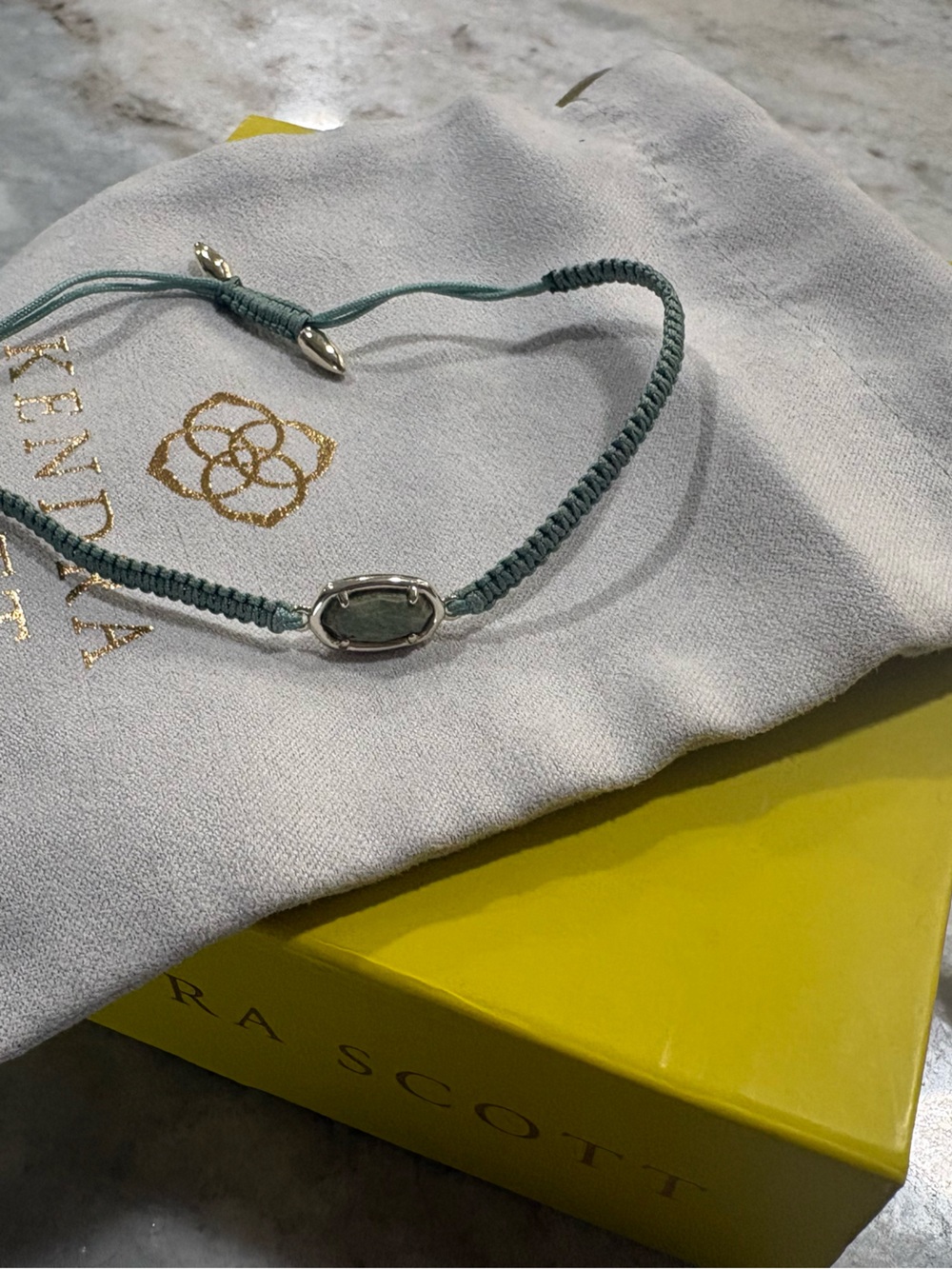 Kendra Scott Adjustable Beaded Bracelet in Sage Green